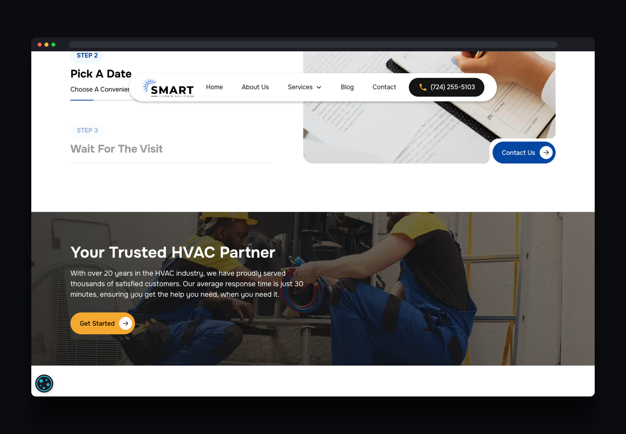 Smart Climate Solutions trusted partner section on the new Webflow site